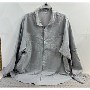 Columbia Tamiami Mens Fishing Shirt XL Light Gray Long Sleeve Vented Lightweight